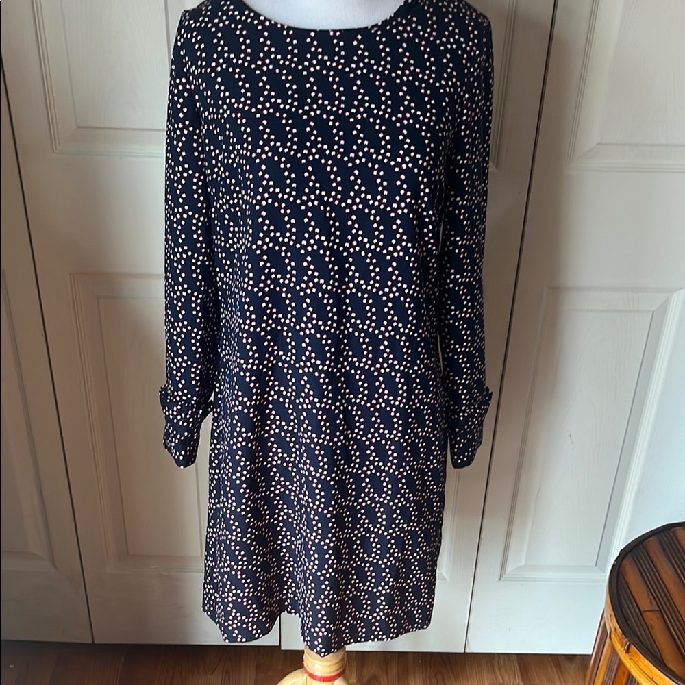 Banana Republic Black and White Sheath Dress with Bishop Sleeves